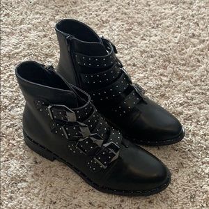black combat boots